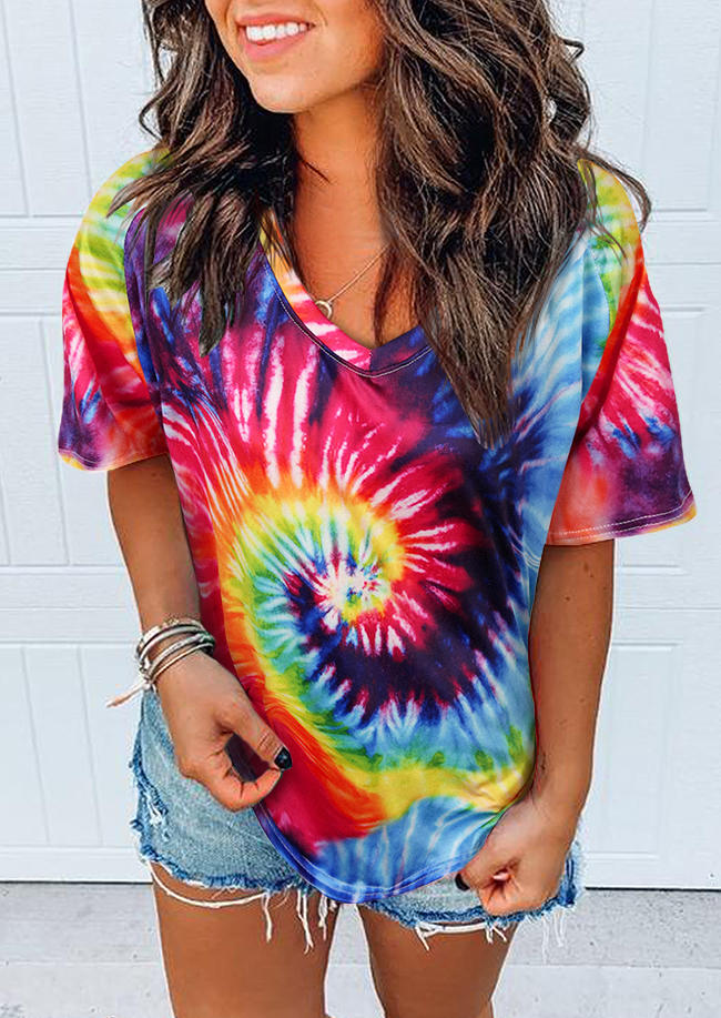 

Blouses Swirl Tie Dye Raglan Sleeve Casual Blouse in Multicolor. Size