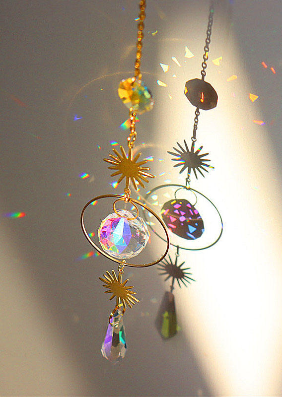 

Crystals Ball Prism Hanging Suncatcher Pendant in Gold. Size