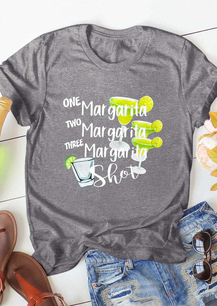 

T-shirts Tees One Two Three Margarita Shot T-Shirt Tee in Gray. Size: ,M,L,XL