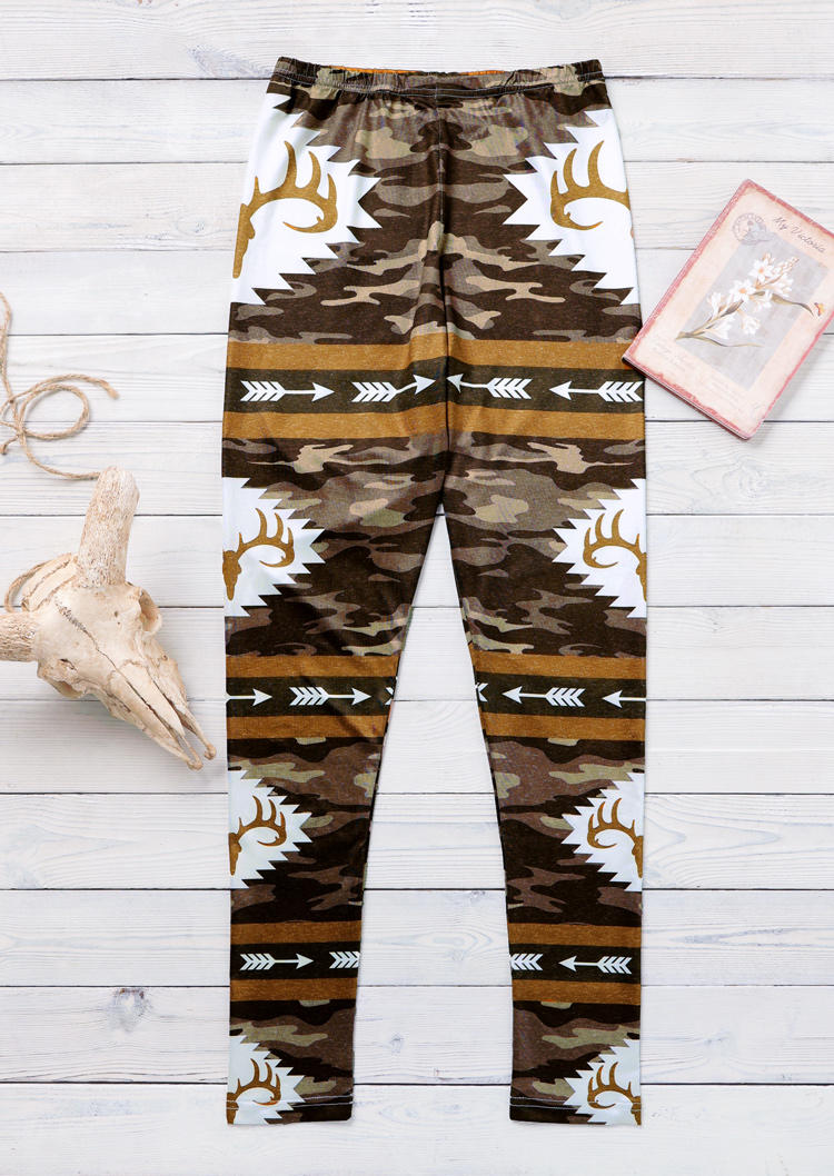 

Leggings Christmas Camouflage Reindeer Arrow Leggings in Multicolor. Size