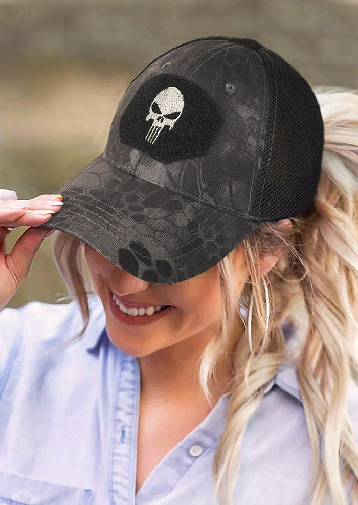 

Halloween Skull Mesh Adjustable Strap Baseball Cap, Pattern1, 512657