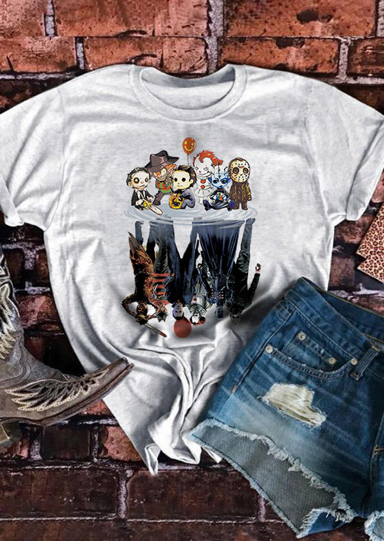 

T-shirts Tees Halloween Witch O-Neck T-Shirt Tee in Light Grey. Size: ,M,L,XL