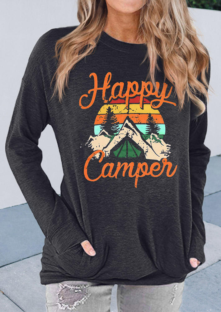 

Blouses Happy Camper Striped Pocket Blouse in Dark Grey. Size