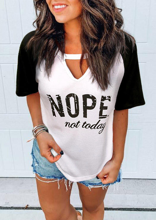 

Blouses Nope Not Today Keyhole Neck Blouse in White. Size