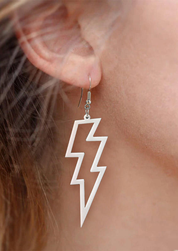 

Earrings Hollow Out Lightning Acrylic Pendant Earrings in Black. Size