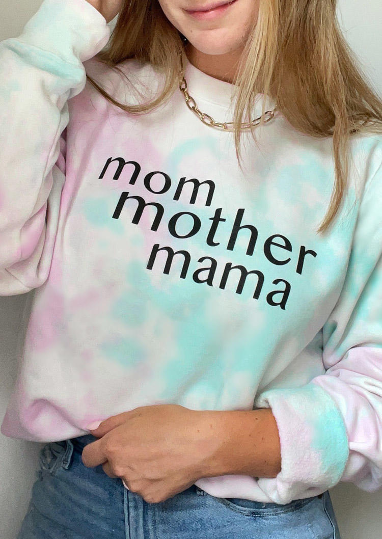 Mom Mother Mama Tie Dye Long Sleeve Sweatshirt - White