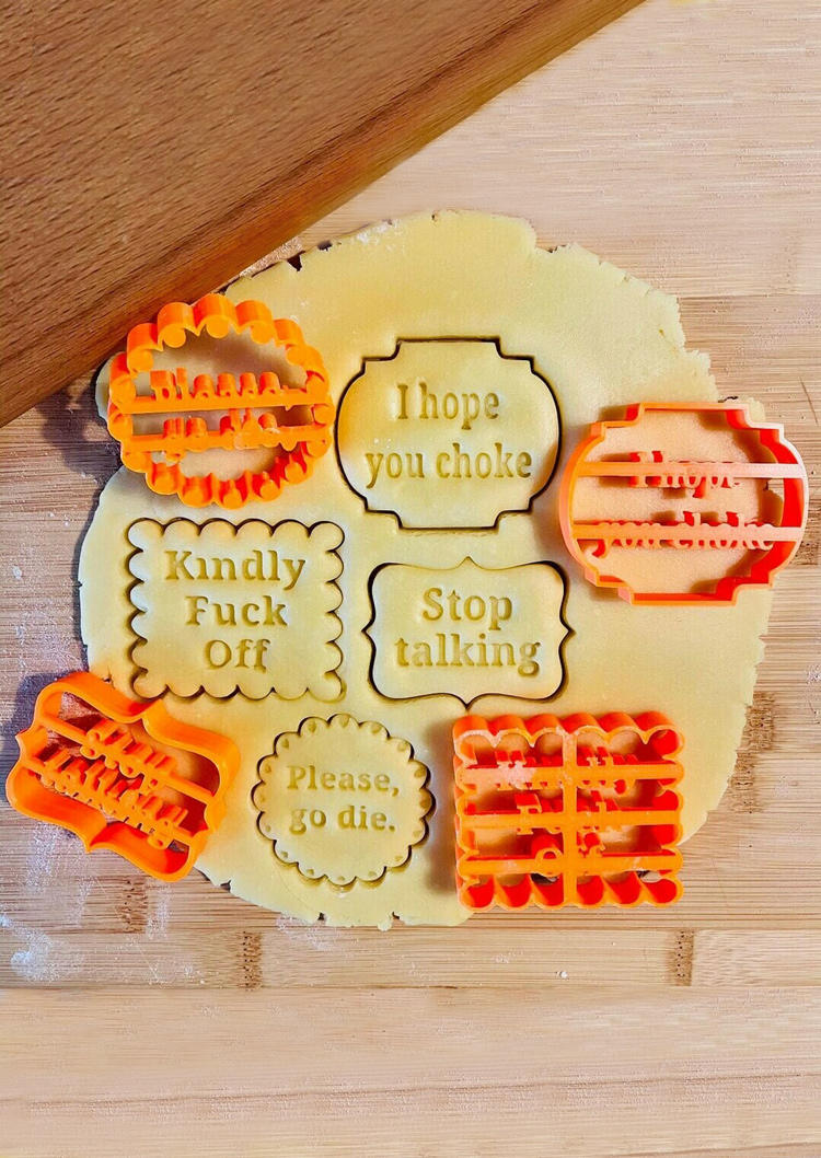

Tools 4Pcs Cookie Molds with Good Wishes in Orange. Size