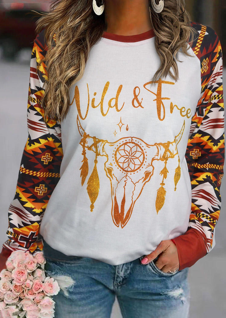 

Sweatshirts Wild & Free Steer Skull Aztec Sweatshirt in White. Size