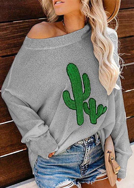 

Sweaters Cactus O-Neck Long Sleeve Sweater in Gray. Size