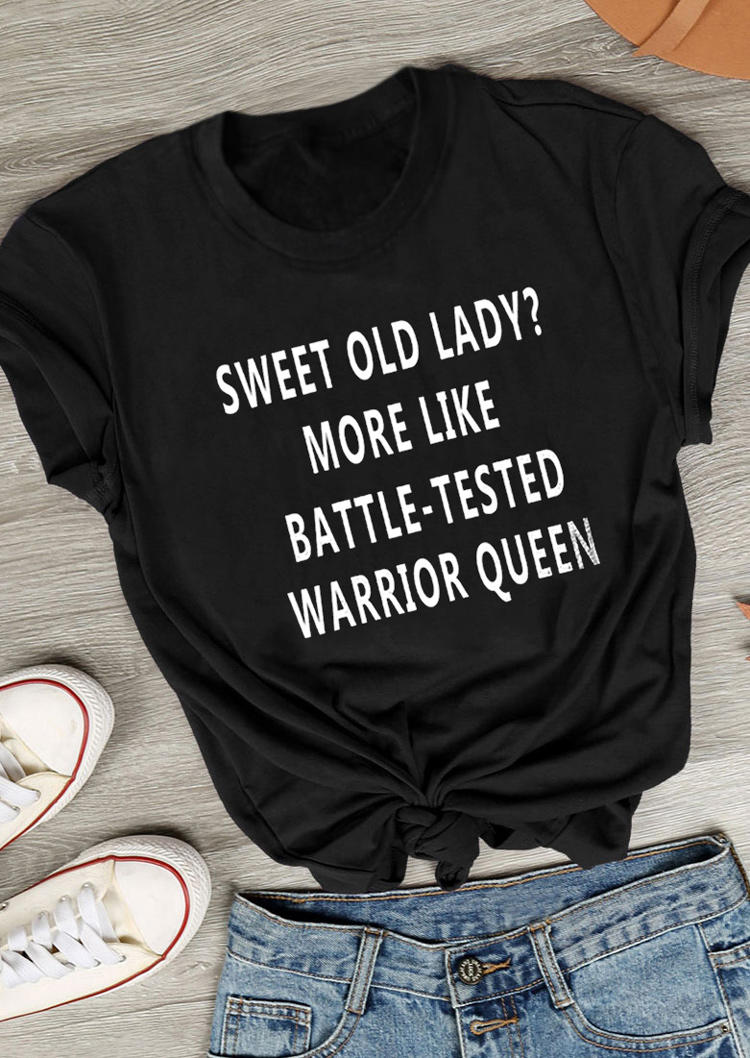 T-shirts Tees Sweet Old Lady T-Shirt Tee in Black. Size: S