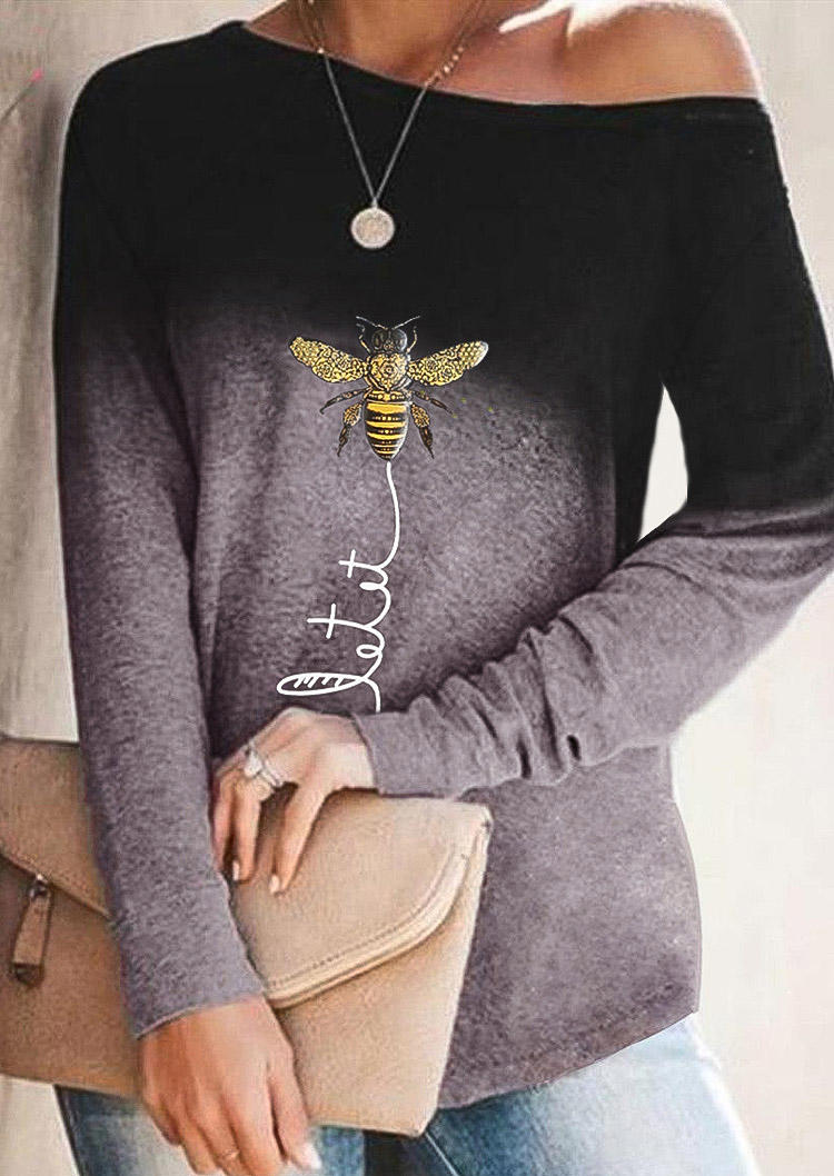 

T-shirts Tees Gradient Let It Bee Long Sleeve T-Shirt Tee in Black. Size