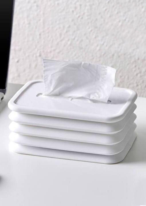

Silicone Foldable Tissue Box in Green,White. Size
