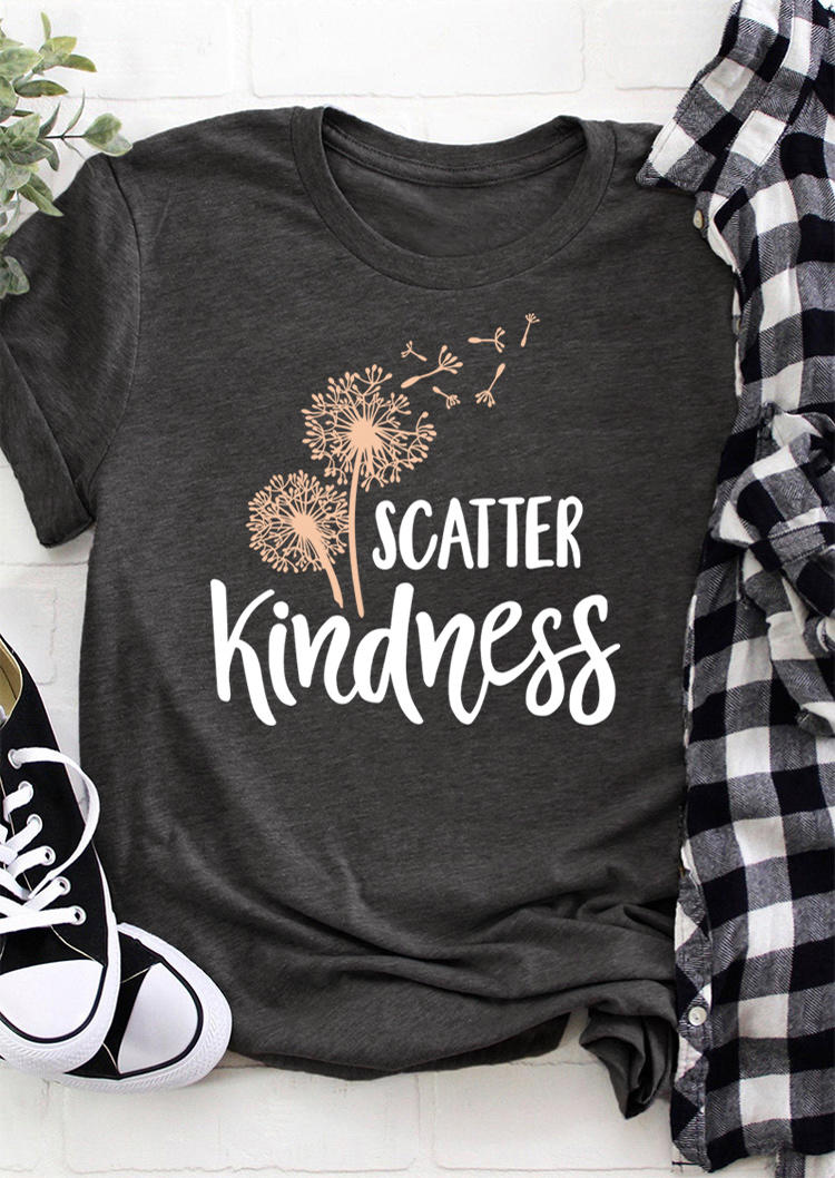 

T-shirts Tees Scatter Kindness Dandelion T-Shirt Tee in Dark Grey. Size