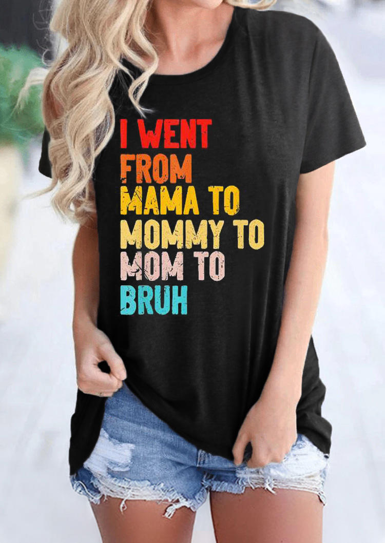 

T-shirts Tees I Went From Mama To Mummy To Mom To Bruh T-Shirt Tee in Black. Size