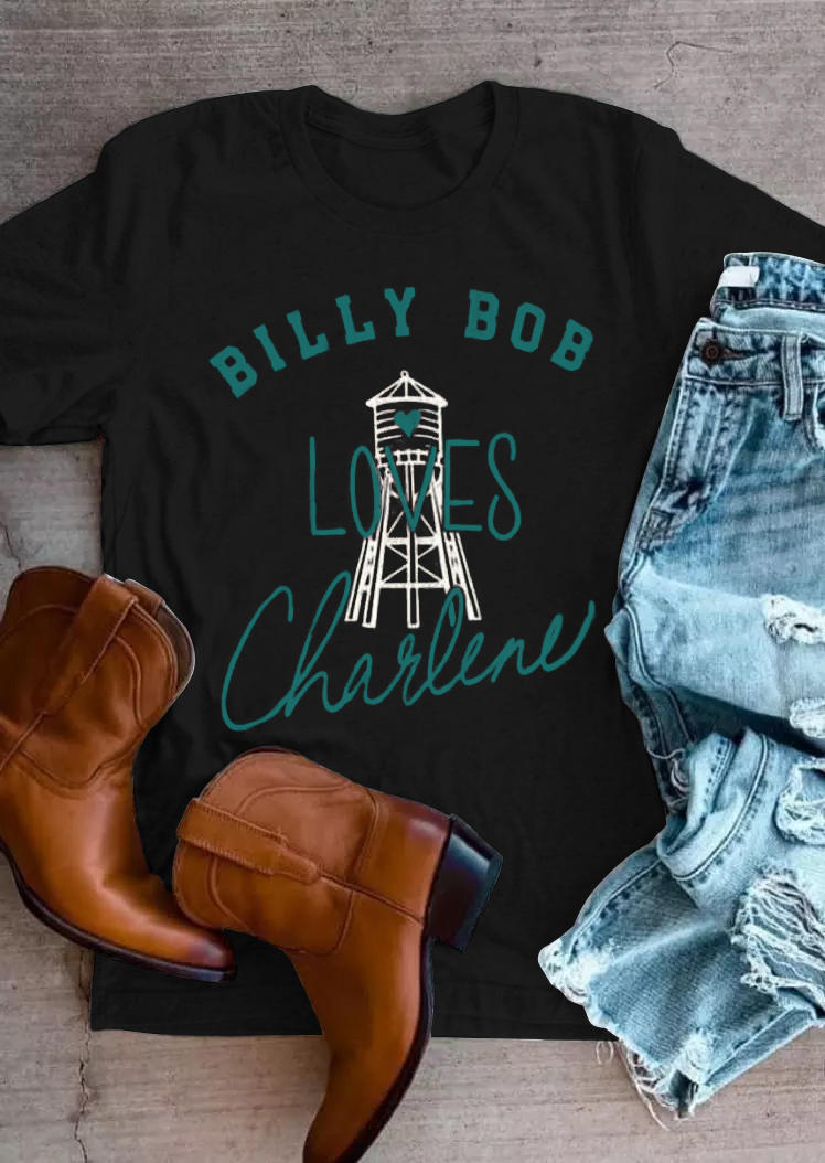

T-shirts Tees Billy Bob Loves Charlene T-Shirt Tee in Black. Size