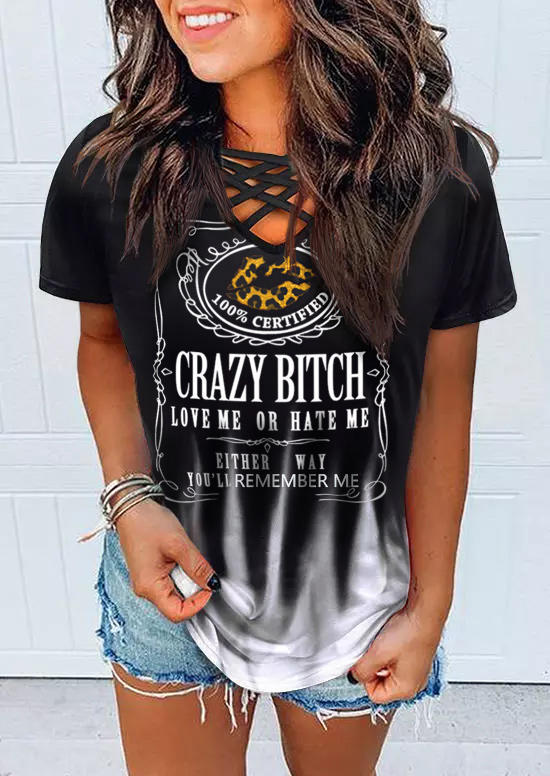 

Blouses Crazy B!tch Love Me Or Hate Me Leopard Lips Blouse in Black. Size