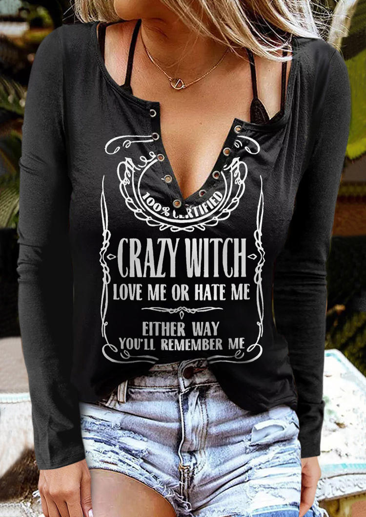 

Blouses Crazy Witch Love Me Or Hate Me Blouse in Black. Size