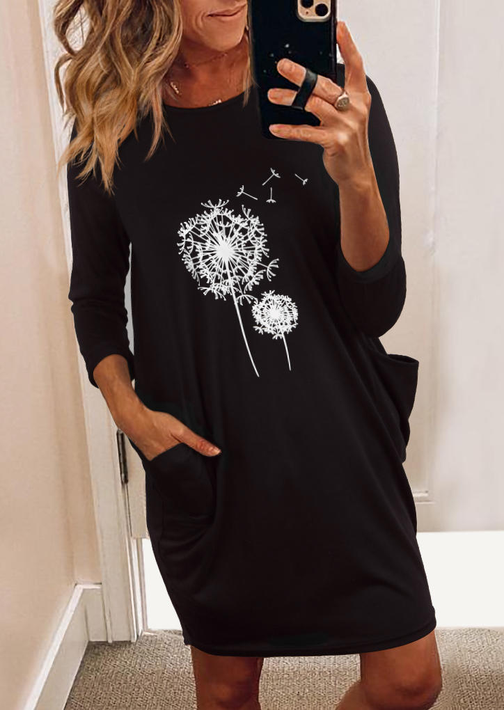 

Mini Dresses Dandelion Pocket Long Sleeve Mini Dress in Black. Size