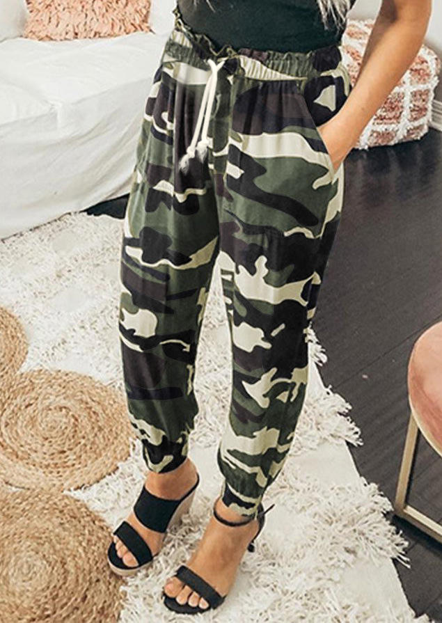 

Pants Camouflage Pocket Drawstring Elastic Waist Pants in Camouflage. Size