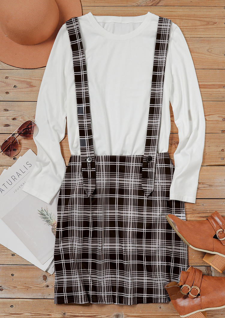 

Skirts Plaid Button Overall Causal Skirt in Plaid. Size: M,,XL