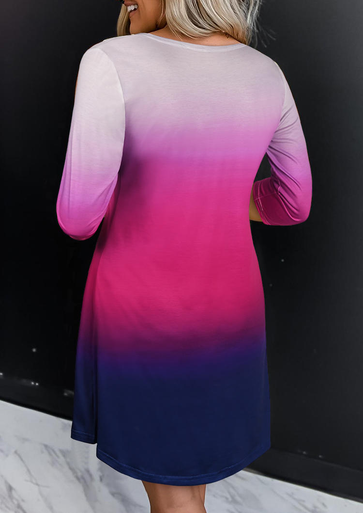 Mini Dresses Gradient Long Sleeve Mini Dress in Multicolor. Size: L,M,S,XL