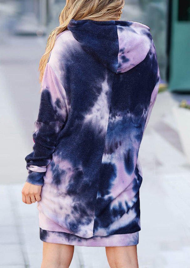 

Mini Dresses Tie Dye Long Sleeve Hooded Mini Dress in Multicolor. Size: L