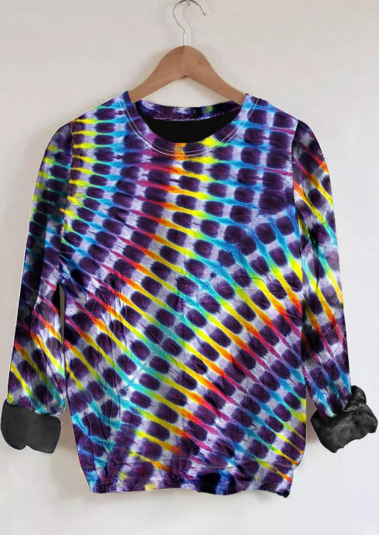 

Sweatshirts Tie Dye Long Sleeve O-Neck Sweatshirt in Multicolor. Size: ,M,L,XL
