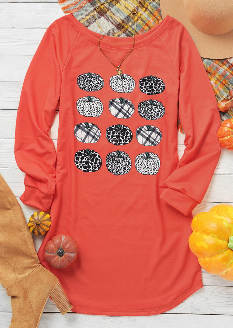 

Mini Dresses Leopard Plaid Pumpkin Mini Dress in Orange. Size: L,M