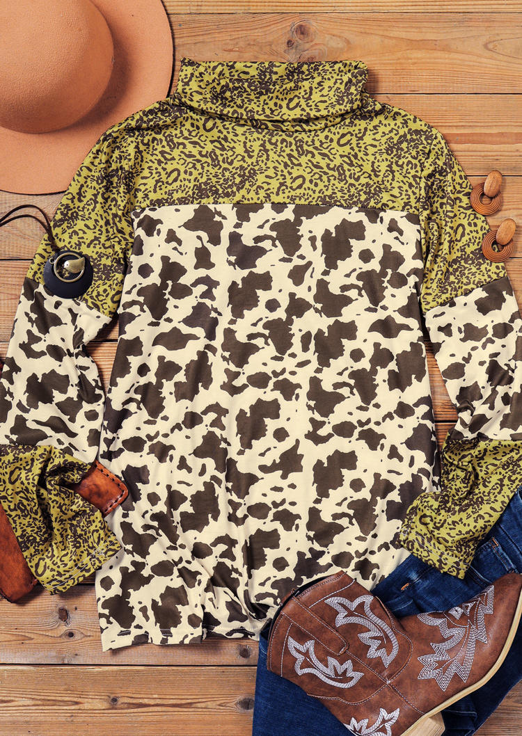 

Blouses Leopard Color Block Long Sleeve Blouse in Leopard. Size