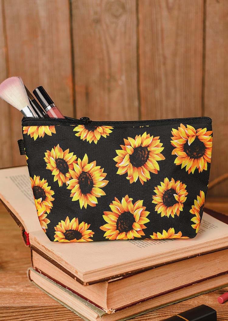 

Cosmetic Bag Sunflower Portable Makeup Storage Bag in Yellow. Size