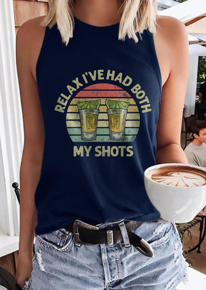 

Tank Tops Relax I've Had Both My Shots Tank Top in Deep Blue. Size