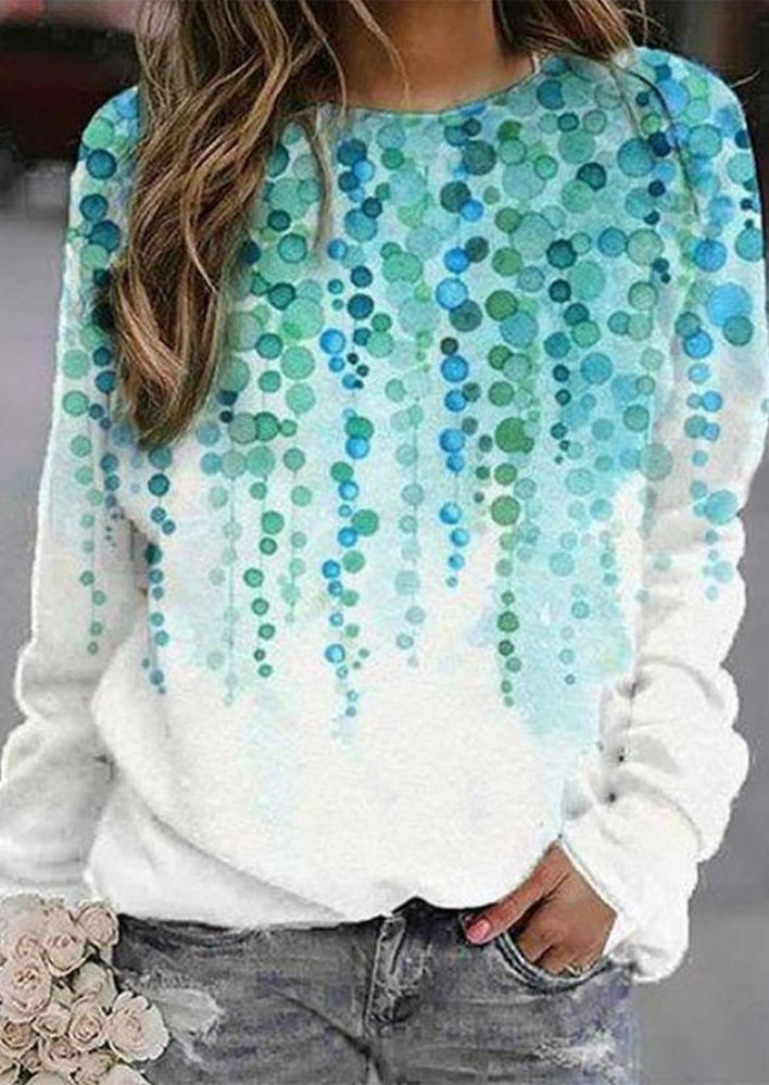 

Sweatshirts Gradient Geometric Long Sleeve Sweatshirt in Blue. Size: ,L