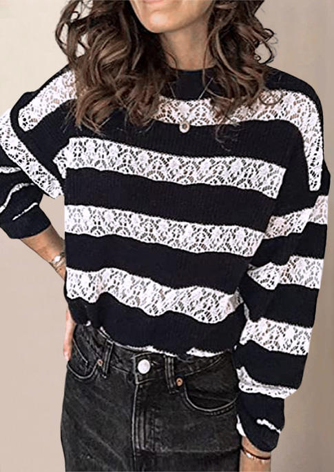 

Sweaters Striped Long Sleeve Sweater in Black. Size