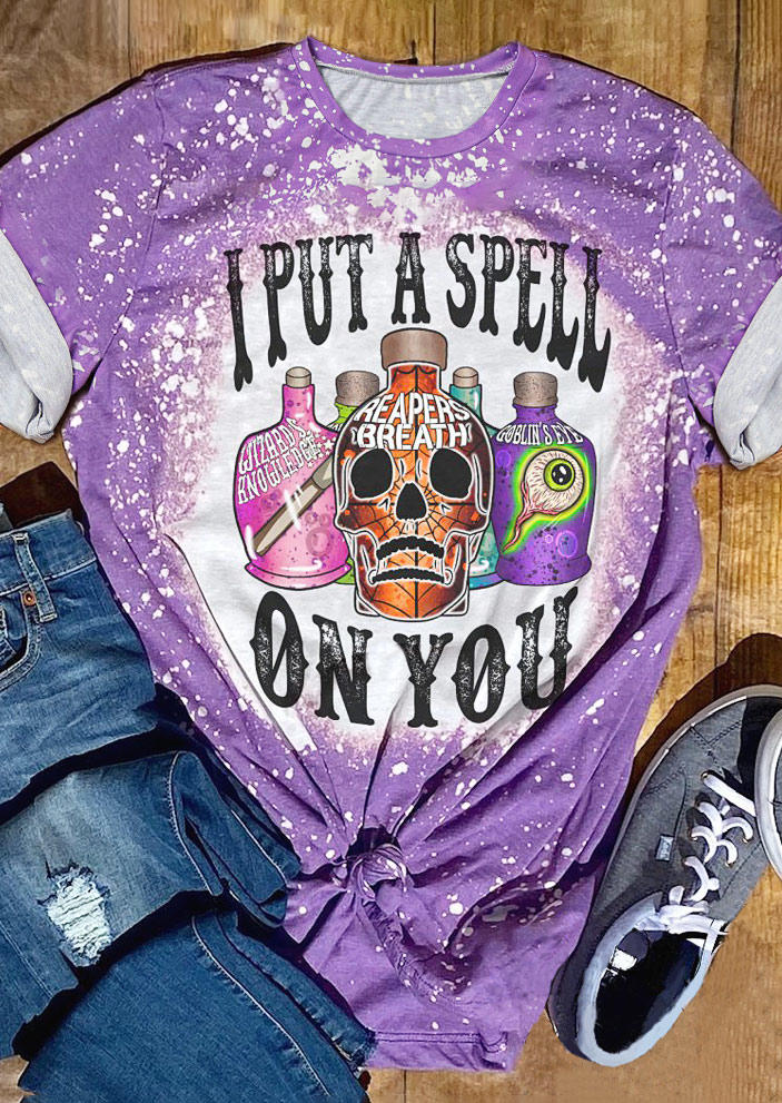

T-shirts Tees I Put A Spell On You Bleached T-Shirt Tee in Purple. Size
