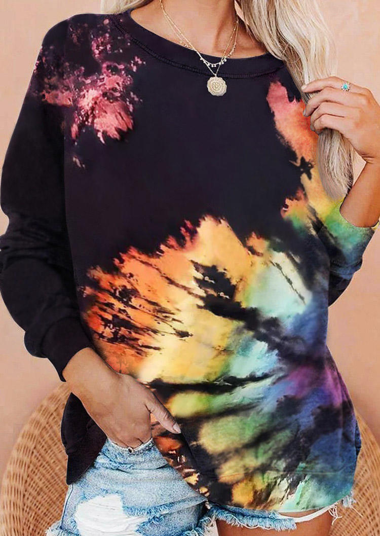 

Sweatshirts Reverse Tie Dye Rainbow O-Neck Sweatshirt in Multicolor. Size: ,L,M,S