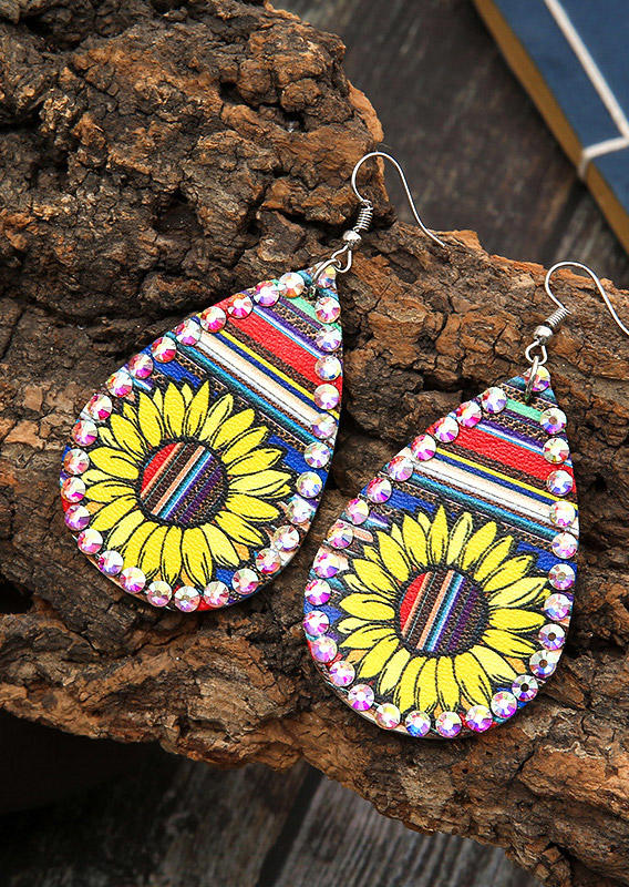 

Earrings Sunflower Leopard Serape Striped Earrings in Multicolor. Size