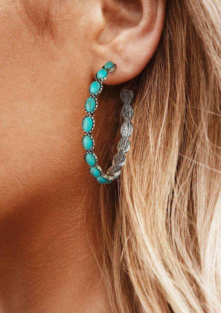 

Earrings Vintage Turquoise Large Circle Earrings in Cyan. Size