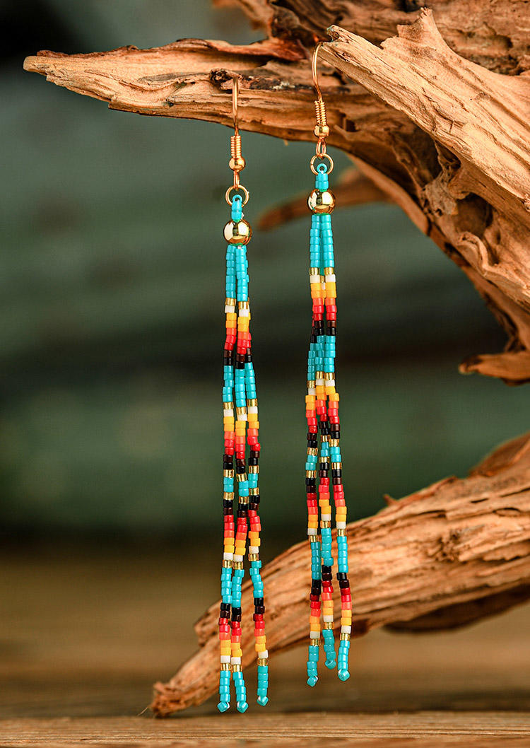 

Earrings Rainbow Beading Long Hook Earrings in Multicolor. Size
