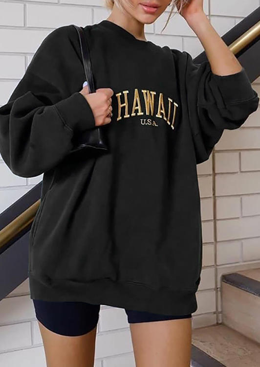 

Sweatshirts Hawaii Drop Shoulder O-Neck Sweatshirt in Black. Size: ,M,L,XL