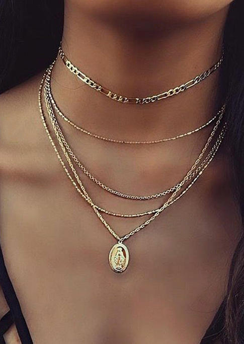 

Necklaces Virgin Mary Multi-Layered Pendant Necklace in Gold. Size