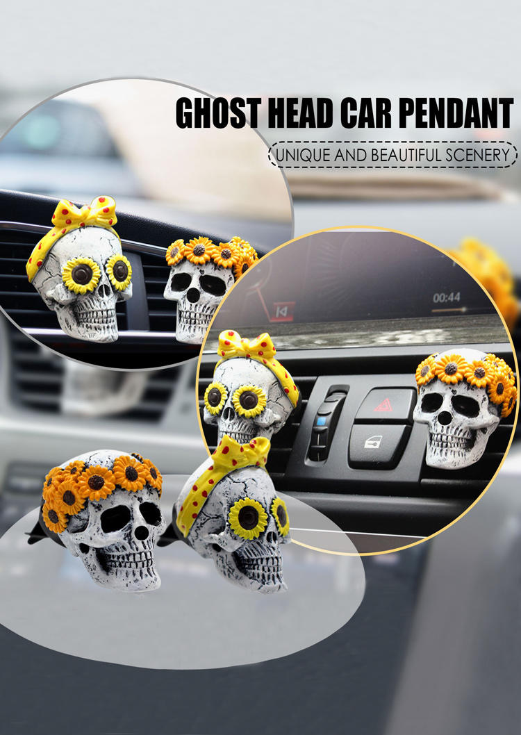 

Cool Gadgets 2Pcs Sunflower Skull Head Aromatherapy Car Air Outlet Interior Pendant in Multicolor. Size