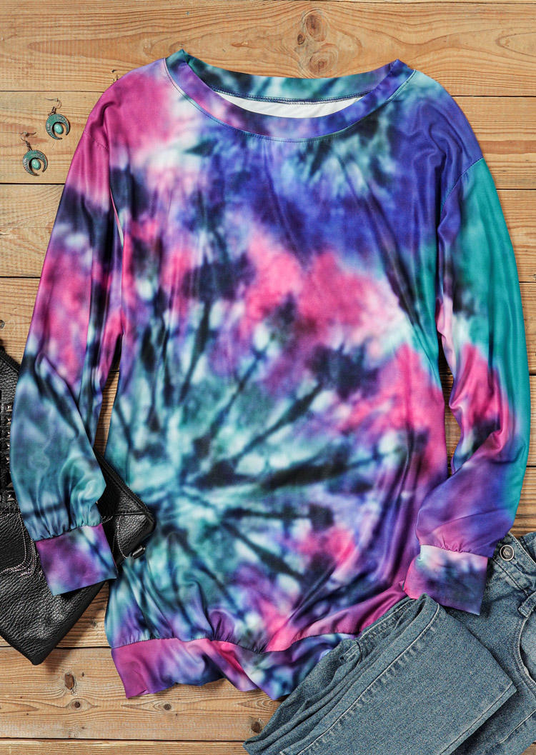 

Blouses Swirl Tie Dye Long Sleeve Casual Blouse in Multicolor. Size