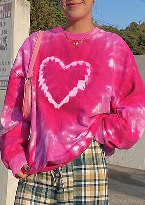 

Sweatshirts Heart Tie Dye Long Sleeve Sweatshirt in Pink. Size: ,M,L,XL
