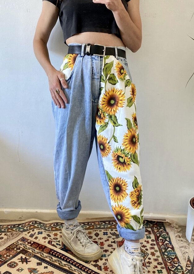 

Pants Sunflower Pocket High Waist Denim Jeans in Blue. Size: ,XL