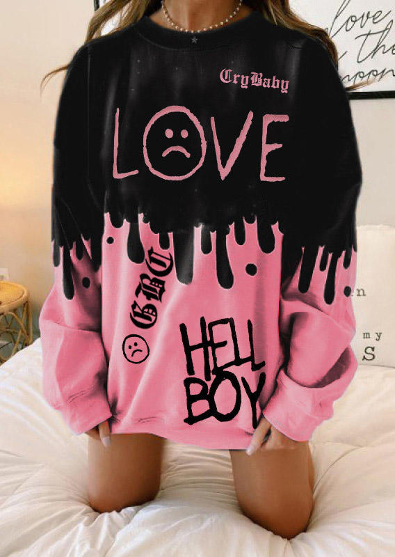 

Sweatshirts Tie Dye Love Long Sleeve Pullover Sweatshirt in Pink. Size