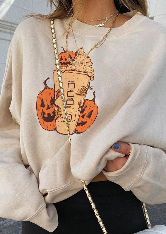 

Sweatshirts Halloween Pumpkin Cat Long Sleeve Sweatshirt in White. Size: ,L,XL
