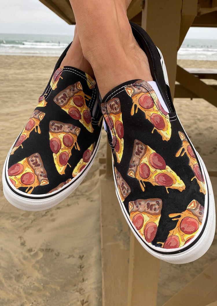 

Sneakers Pizza Slip On Round Toe Sneakers in Black. Size: ,38,39,40,41