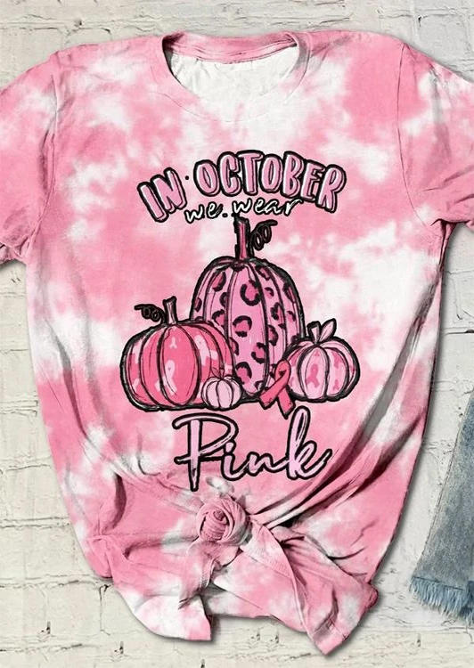 

T-shirts Tees Leopard Pumpkin In October We Wear Pink T-Shirt Tee in Pink. Size: ,M