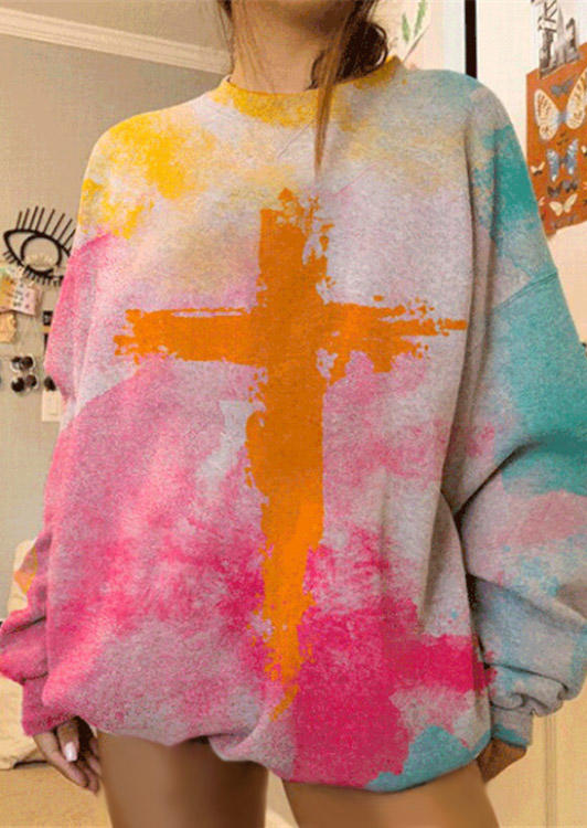 

Sweatshirts Cross Tie Dye Long Sleeve Sweatshirt in Multicolor. Size: ,M,L,XL