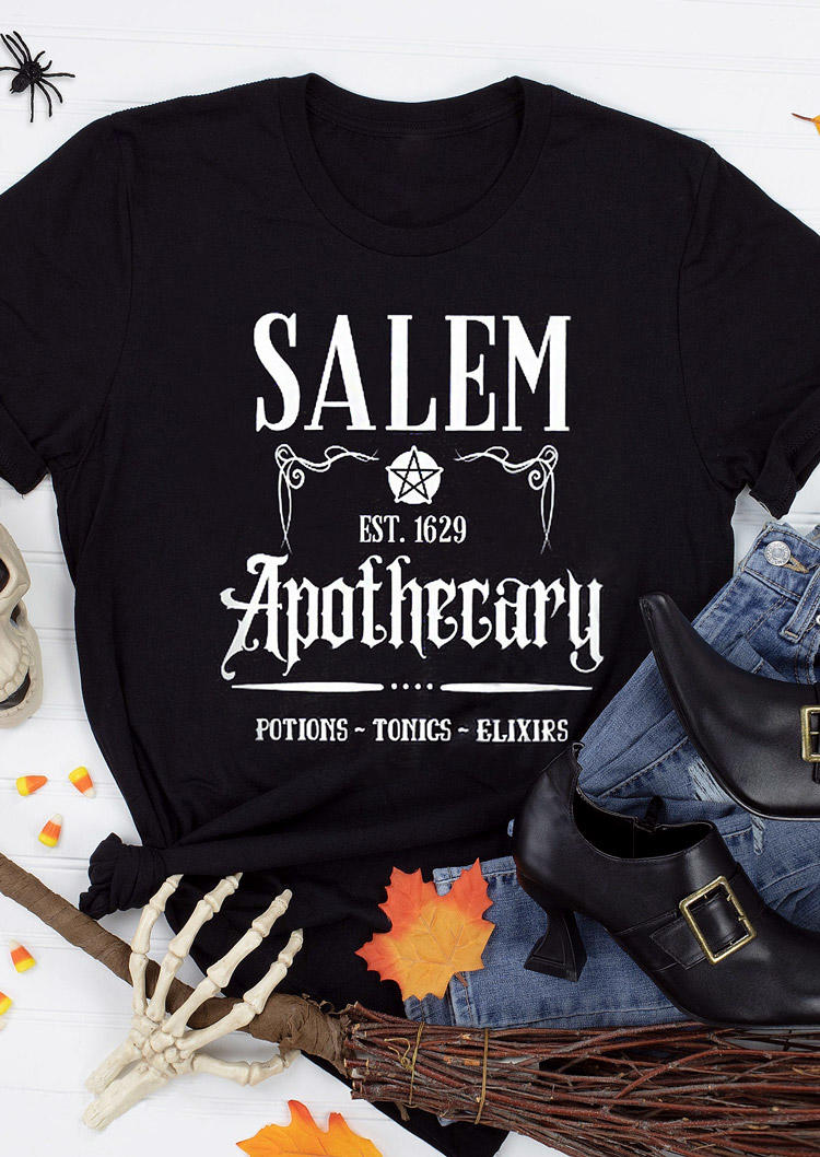 

T-shirts Tees Halloween Salem O-Neck T-Shirt Tee in Black. Size: ,M